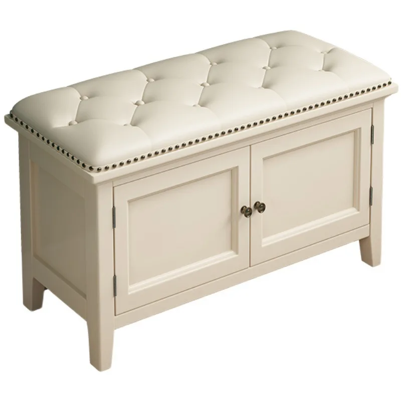 

Enter the door to change shoes with solid wood, and wear shoes and stools as a whole