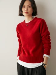 Women's 100% Cashmere Sweater O-neck Long Sleeve Pullover Thick Soft Cashmere Knitwear Autumn Winter Basic Classical Clothing