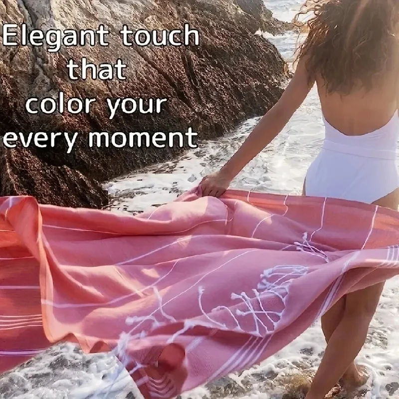 Oversized Turkish Beach Towel 100x180cm - Quick Dry & Sand Free with Tassel Design, Lightweight Essential for Travel view 6