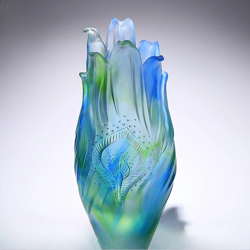 Crafts Vase Peacock Feather TV Cabinet Wine Cabinet Entrance Living Room Ornament