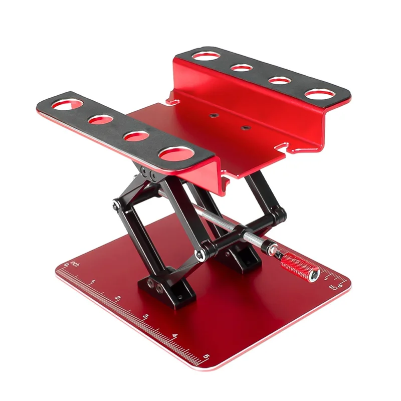CEA RC Car Repair Work Stand Adjustable Height Assembly Platform Metal RC Car Repair Work Stand Red