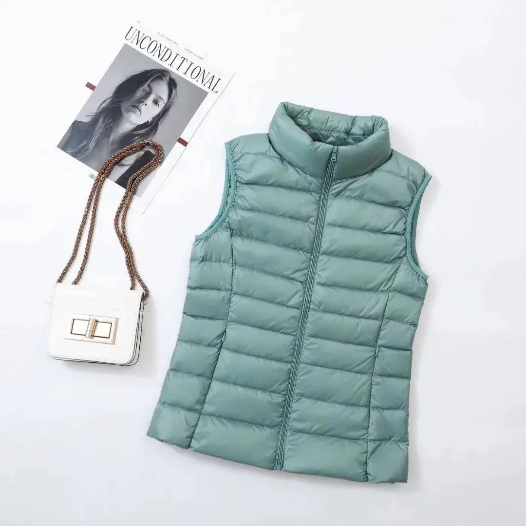 Autumn Ultra Lightweight Portable Tank Top Sleeveless Duck Down Coat Slim Fit Standing Collar Women's Down Vest Women's Coat