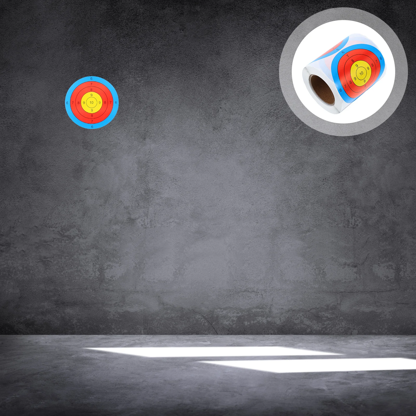 1 لفة فلورسنت 76 مللي متر ملصقات هدف الرماية اللاصقة توهج دائري في أهداف ورقية داكنة للتدريب على نطاق الرماية #1