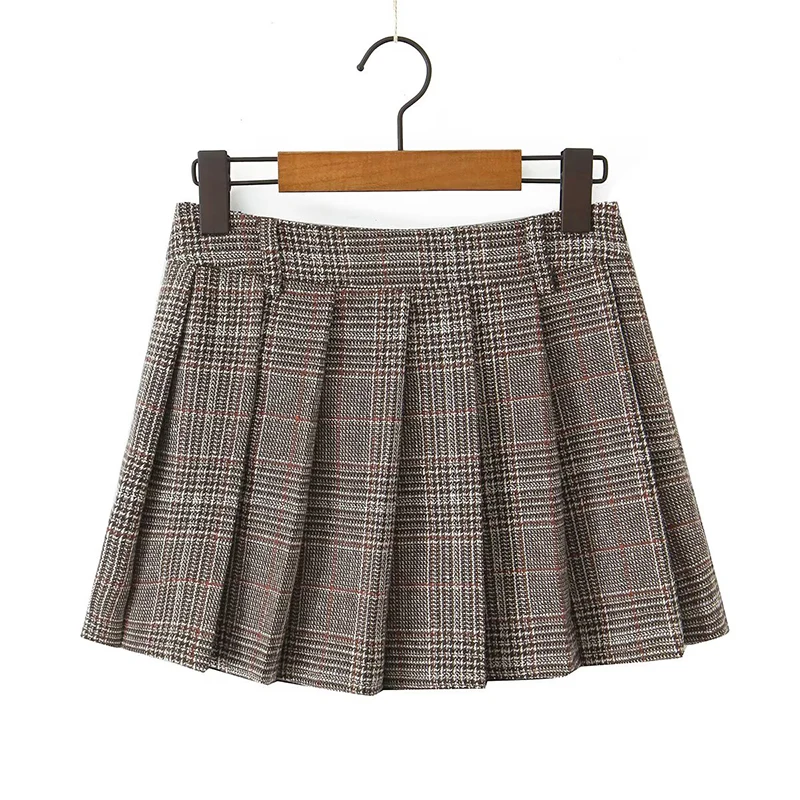 YENKYE Franse geruite plooirok voor dames Vintage hoge taille herfst winter elegante rokken