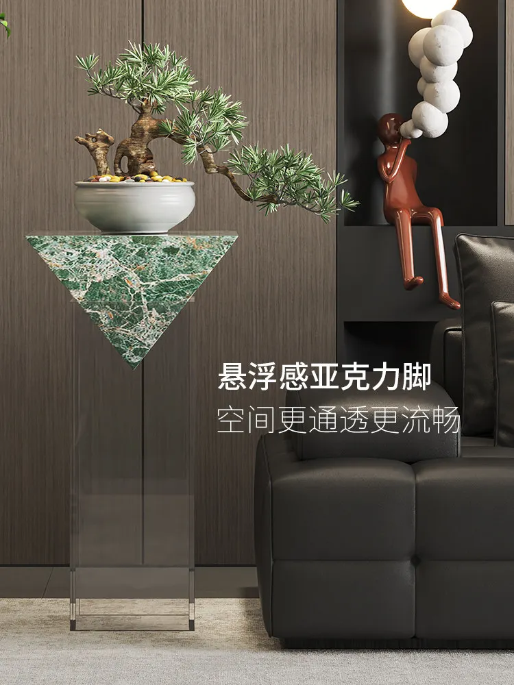 New rock slab living room high-end suspended flower stand sofa side suspended shelf decorative display flower pot stand