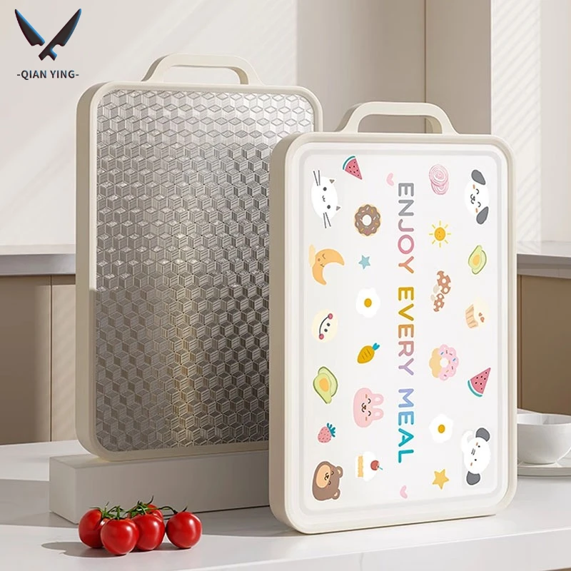 1Pcs Stainless Steel Cutting Board Double Sided Chopping Board for Kitchen Antibacterial Non-slip Silicone Edges
