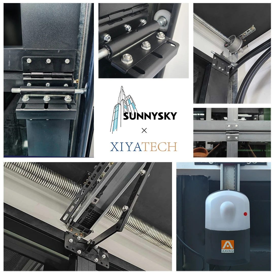 Sunnysky Customized High-quality Automatic Aluminum Frameless Overhead Garage Doors with Tempered Glass