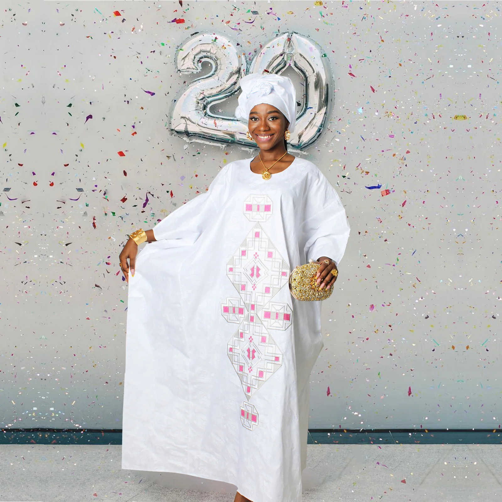 الملابس الأفريقية للنساء بازان الثراء التطريز حجم كبير فستان الكنيسة حفلة أنيقة #6