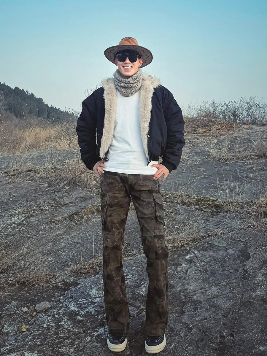 

Cool Camouflage Work Pants Men's Autumn Winter American High Street Straight Leg Long Trousers Cleanfit Slimming Flared Pants