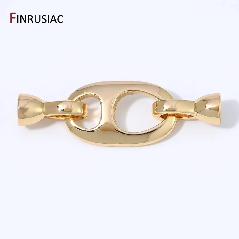 18K Gold Plated Brass Coffee Bean Shape Clasp,Oval Fastener End Connector For DIY Necklace Bracelet Making Supplies