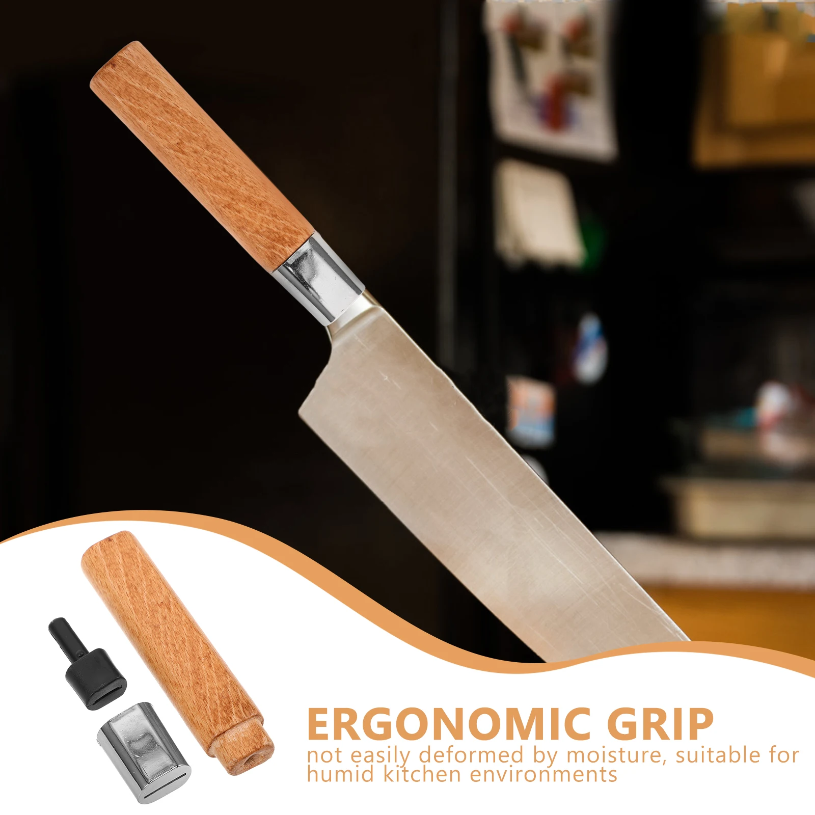 Wood Knife Handle DIY Kitchen Knife Replacement Wooden Handle Cutter Grip Knife Making Parts Chopping and Repair Knife Accessory