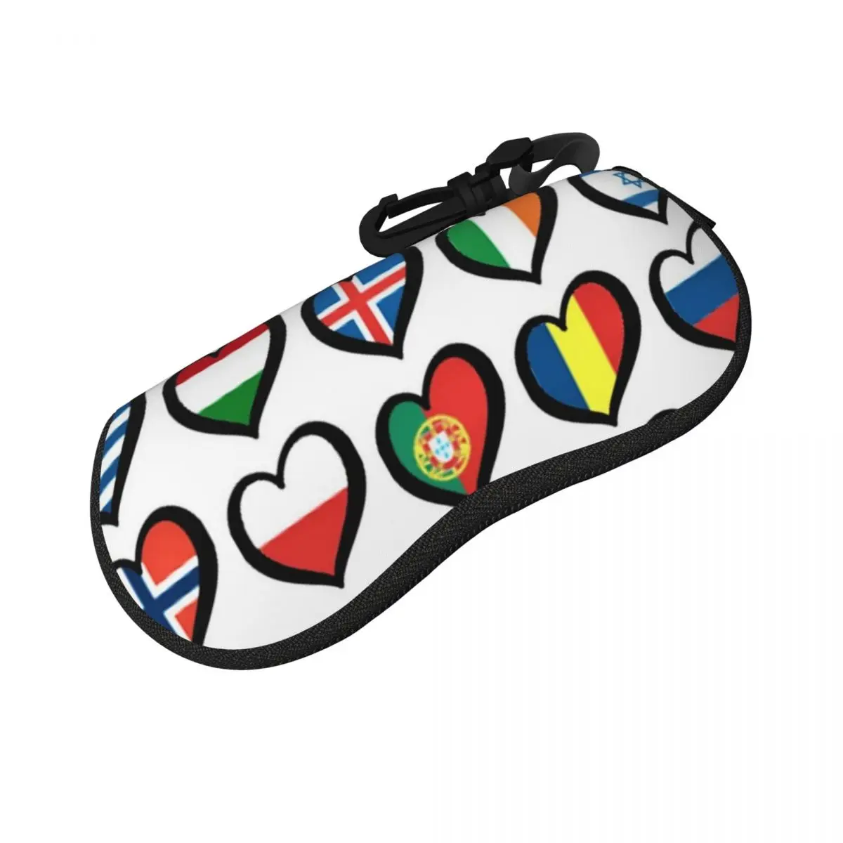 Eurovision Song Contest Flags Hearts Shell Glasses Case Protector Sunglasses Box Women Men Soft Eyeglasses Bag Pouch
