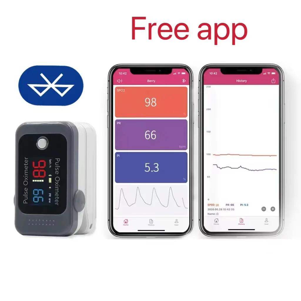 

Bluetooth fingertip pulse oximeter, accurately measuring heart rate and blood oxygen saturation, medical blood oxygen monitor