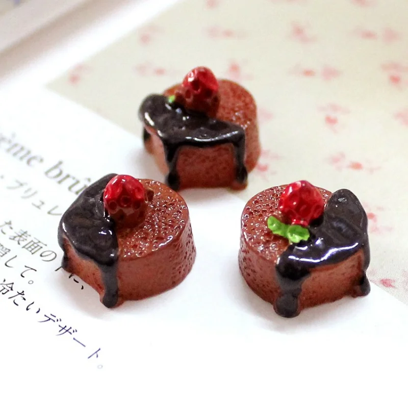 10pcs Resin Mini Cake Kawaii Fake Food Decoration Flatback Miniature Embellishments Figures Craft Scrapbooking Accessories Charm