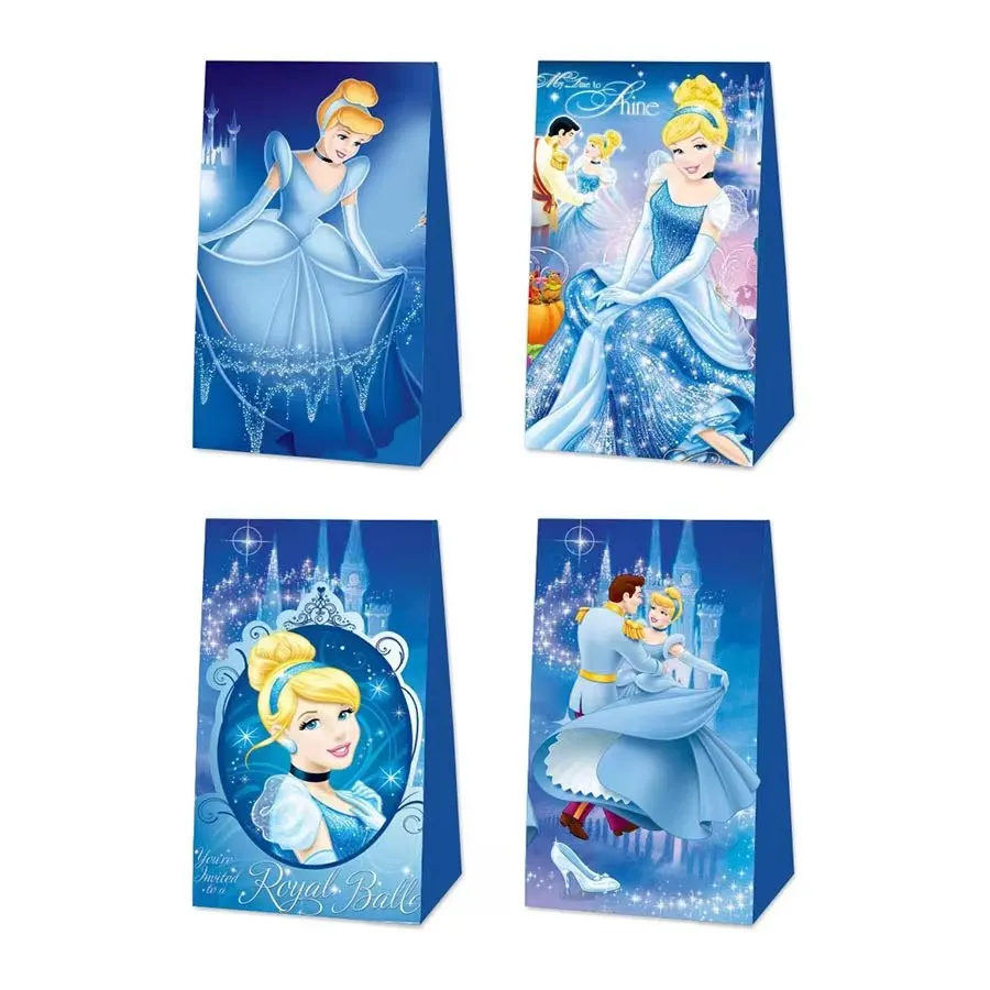 12Pcs Disney Cinderella Princess Candy Bag Decoration Baby Shower Cinderella Princess Paper Candy Box Girl Birthday Party Suppli