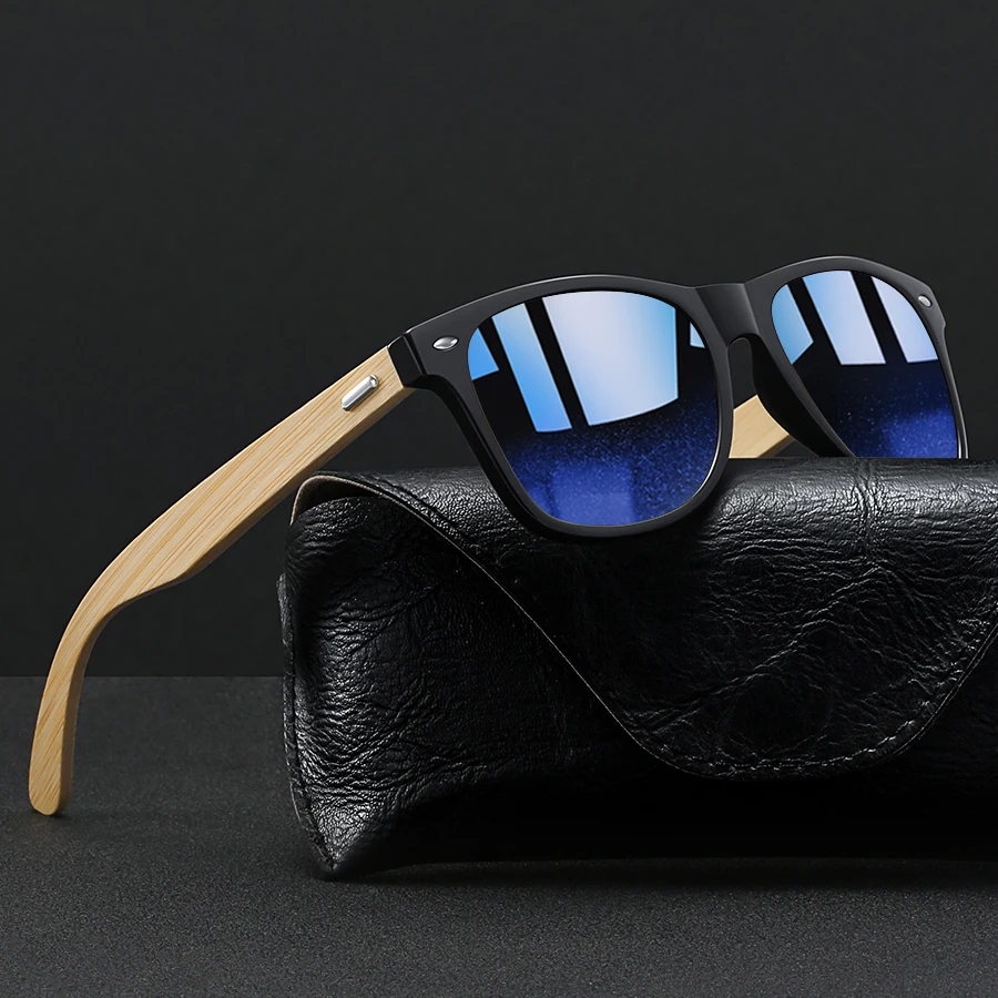 Fashion Bamboo Wood Vintage Square Sunglasses Wooden Men Women Luxury Brand Designer Sun Glasses Driving Fishing Eyewear
