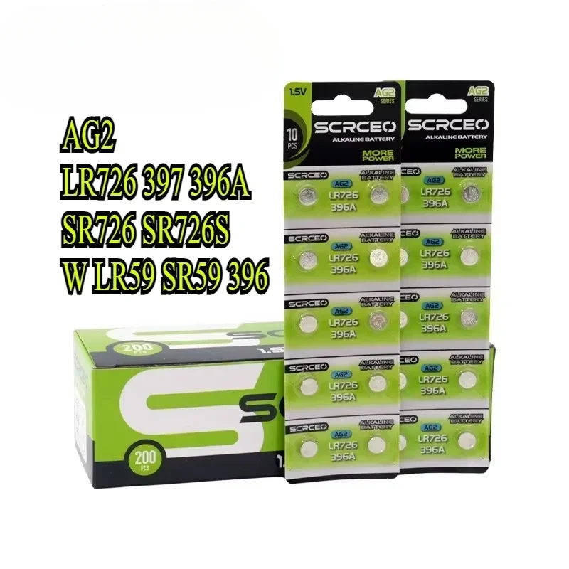 2-50PCS AG2 1.55V Alkaline Button Battery LR726 SR726, Multi-Pack for Watch, Toys, Remote Controls