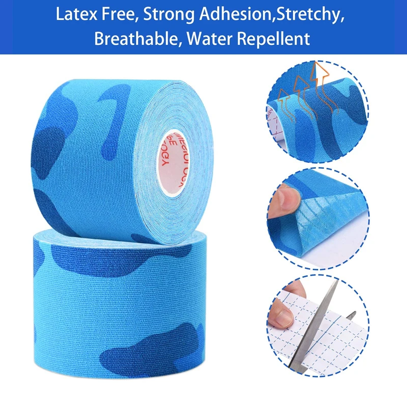 3 Rolls Sports Kinesiology Tape Fitness Muscle Elbow Knee Pain Relieve Therapeutic Adhesive Tape Breathable Waterproof 5cm*5m