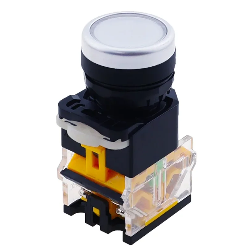 ON-OFF لحظة/الإغلاق مفتاح بـزر دفع 22 مللي متر 4 مسامير دائرية صغيرة الحجم شقة لوحة مستديرة انقطاع LA38-11BN LA38-11BNZS #5