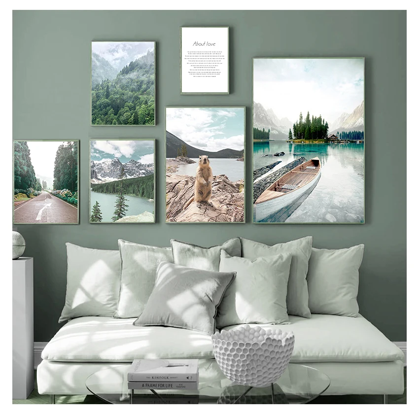 Beaver Wall Art Canvas Painting Nordic Posters And Prints Wall Pictures For Living Room Decor Forest Mountain Boat Lake Plant