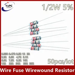 20 piezas resistencia bobinada con fusible de alambre de 1/2W 5% 0.33R 0.47R 0.5R 1R 2R 2.2R 3.3R 4.7R 5.1R 6.8R 7.5R 8.2R 10R 12R 22R 30R 33R 39R