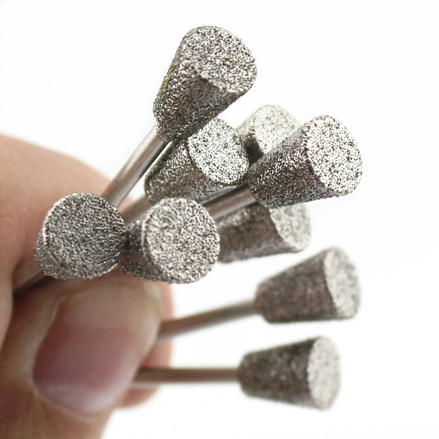 Peijian 10~100pcs 0.5/0.8/1/1.2/1.5/2~8mm 200grit Inverted Cone Grinding Bits C7 Cutting Burrs For Carving Burrs Jewelry Tools