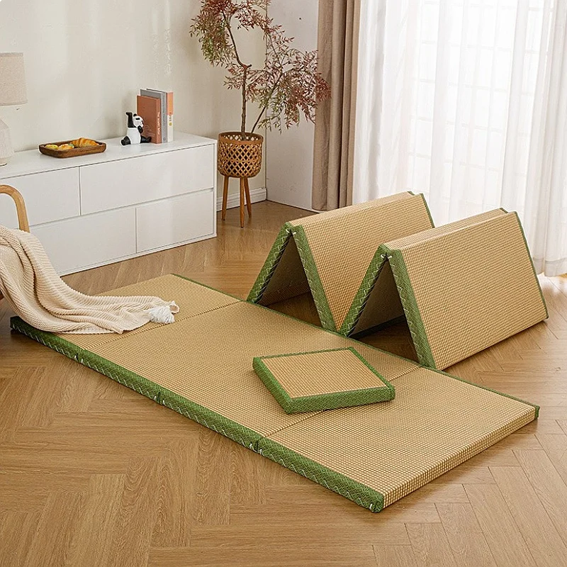 Japanese Foldable Tatami Mat Portable Sleeping Pad Window Sill Living Room Cushion Kids Play Breathable Straw Mattress