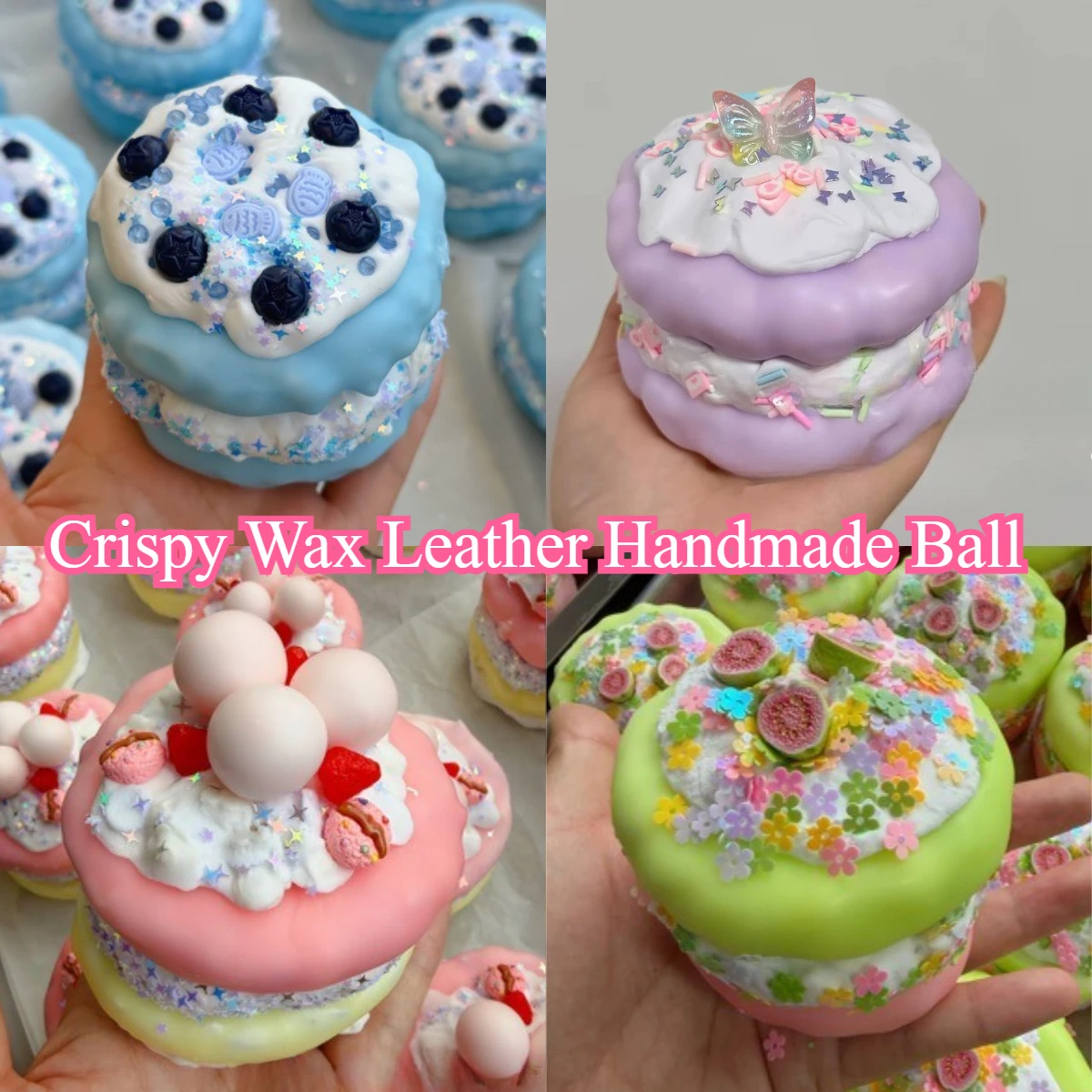 Handmade Crispy Blueberry Cake Wax Skin Squeeze Toy, Crispy Sound Squishy Irrecoverable Crunchy, ASMR Sensory Stress Relief Toy