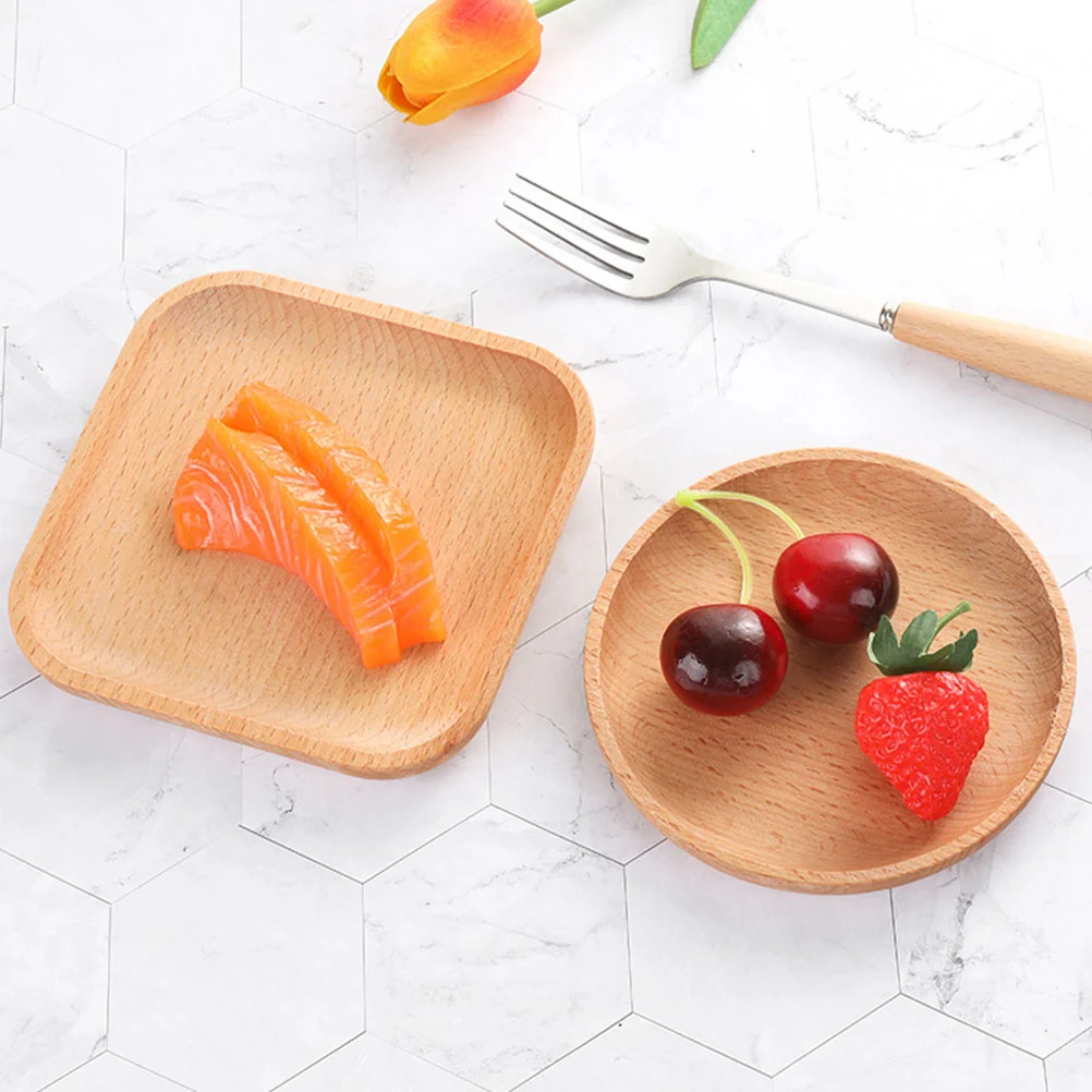 

Dessert Plate Fruit Storage Dish Tray Fruitful Wooden Small Saucer Restaurant Cake Pan