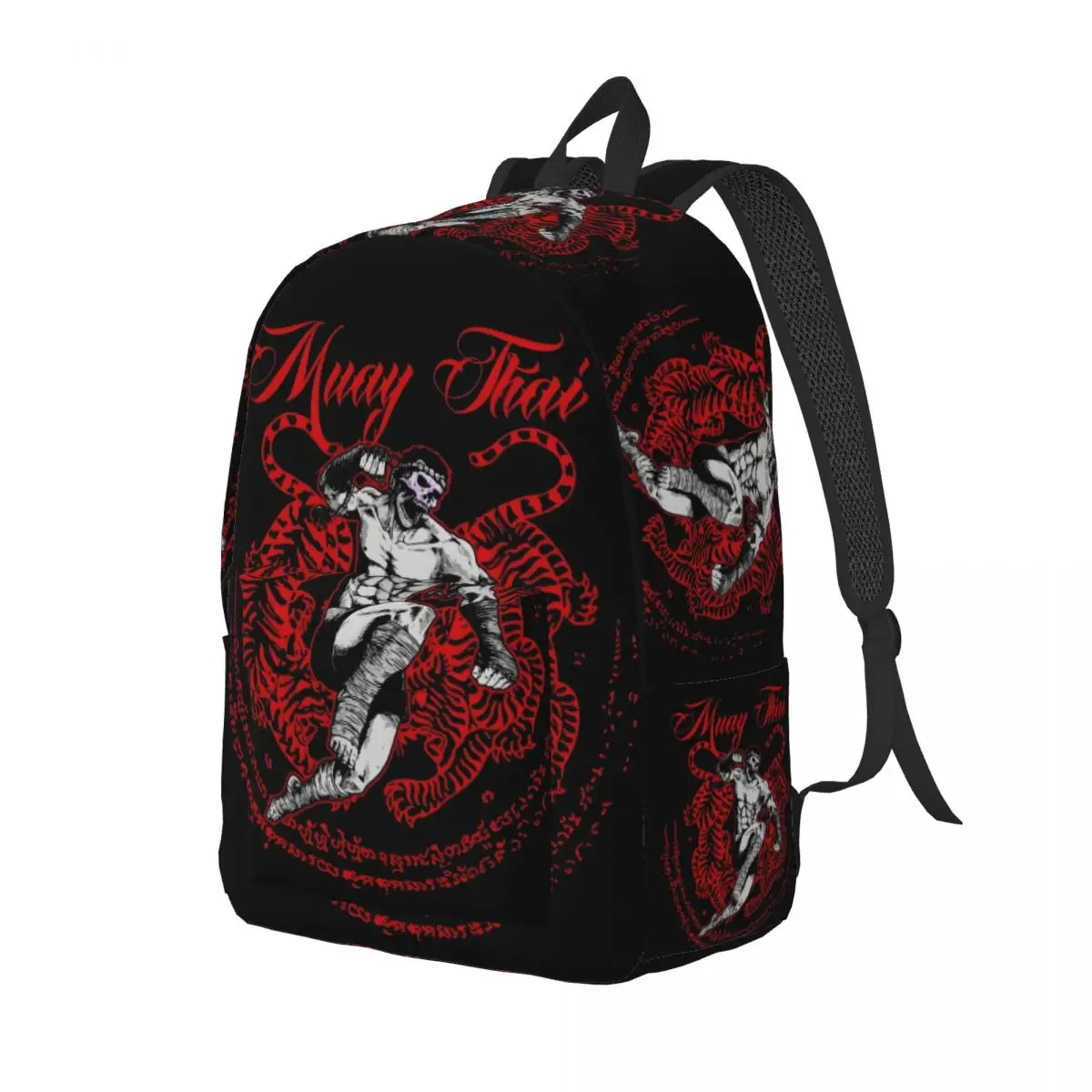 Custom Sak Yant Muay Thai Canvas Backpacks for Women Men Water Resistant School College Mongkhon Pra Jiad Bag Printing Bookbags