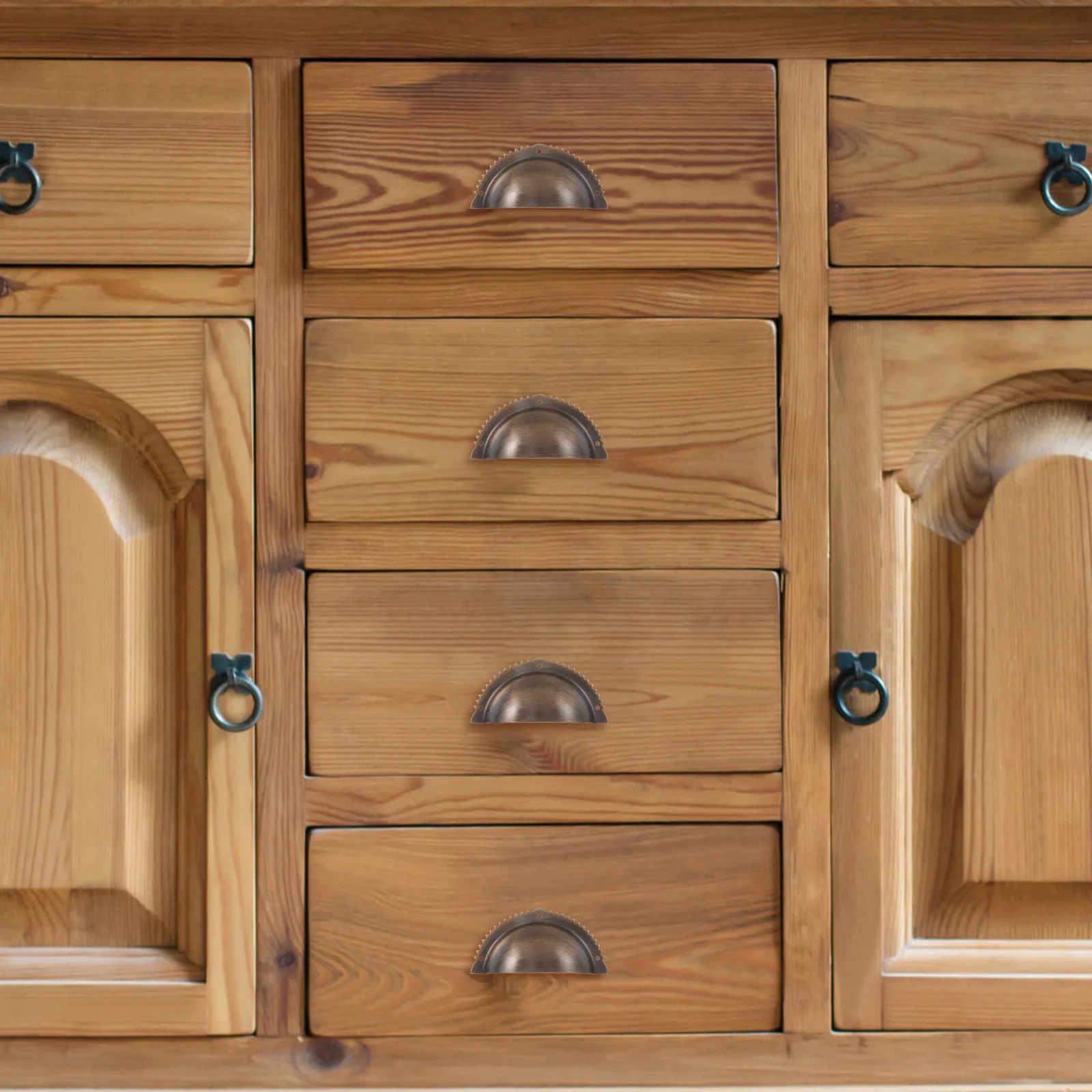 

4 Pcs Home Decorative Handle Copper Art Knobs Semi-circular Parts Metal Door Cabinet Decorating Accessories Furniture Vintage