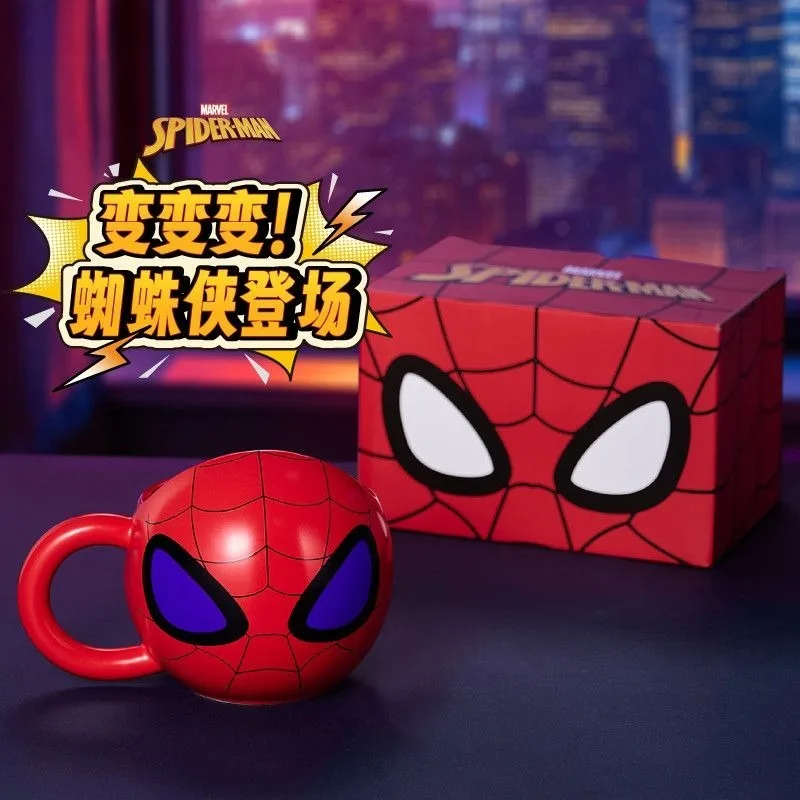 

Marvel Spider Man Ceramic Mug Eye Discoloration Avengers Superheroes Cartoon Creative Office Coffee Milk Mugs Adult Water Cup