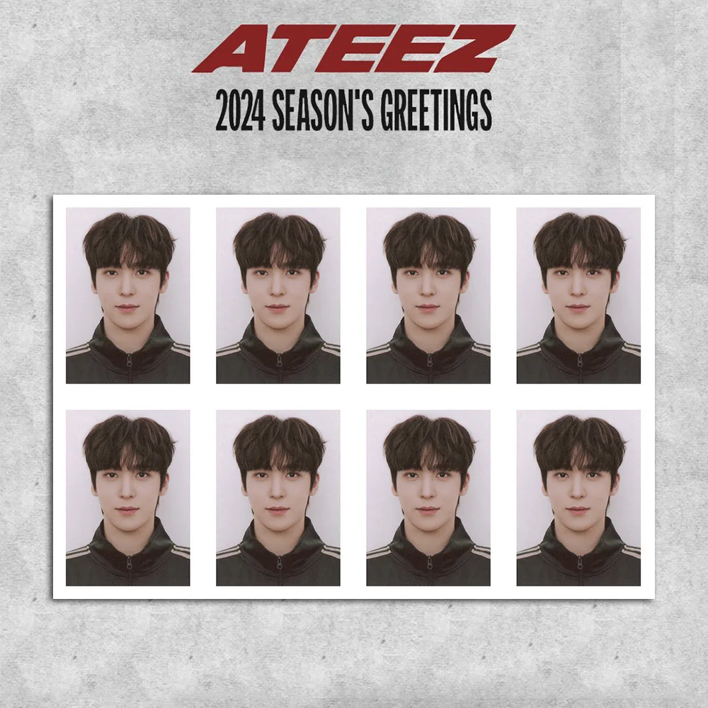 ATEEZ 2024 Season's Greetings One Inch ID Photo Kpop Yunho Mingi White Background Passport Resume Photo Fans Collection Gift