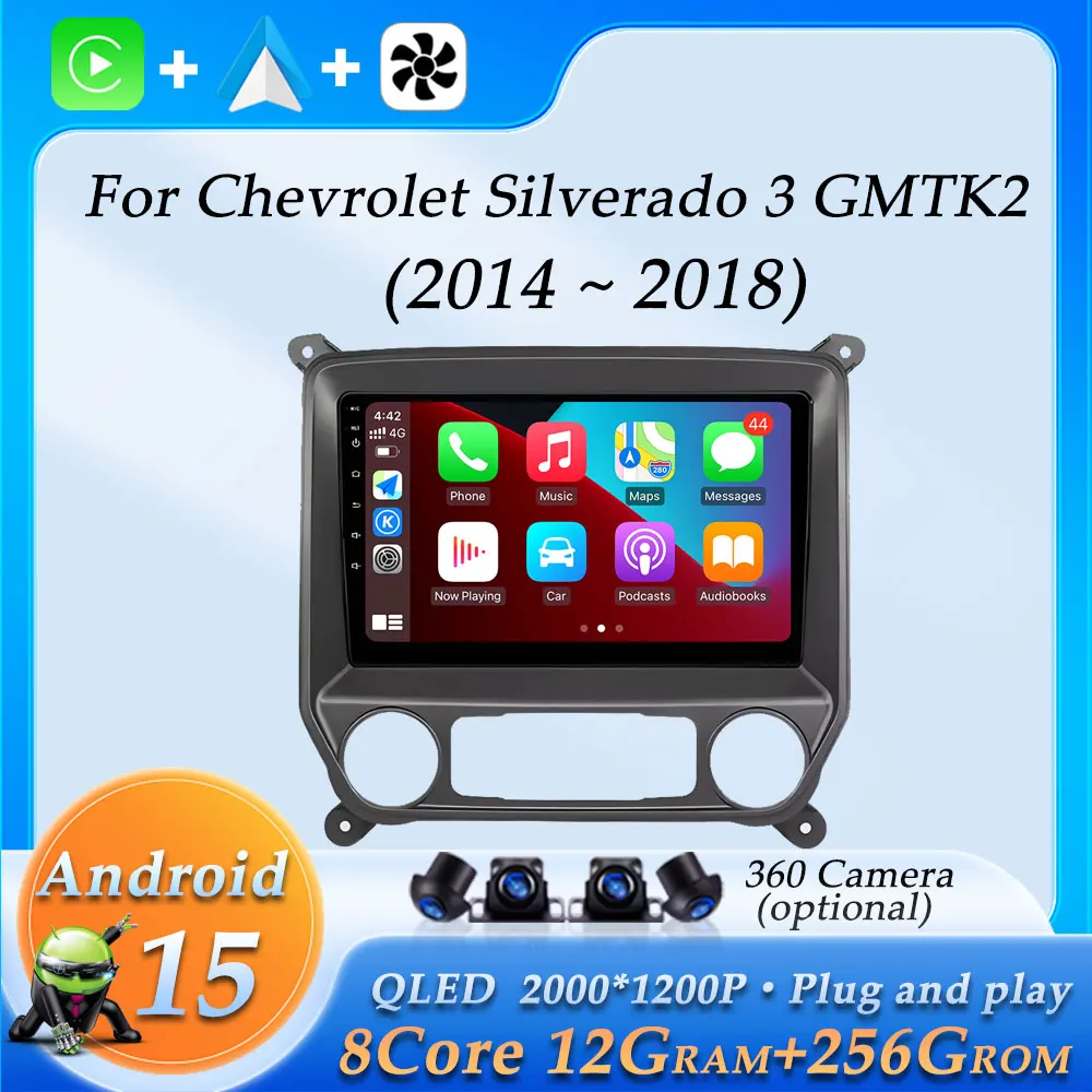 

Car Multimedia Player for Chevrolet Silverado 3 GMTK2 2014-2018 Wireless CarPlay GPS Navigation Bluetooth DSP Stereo Android 15