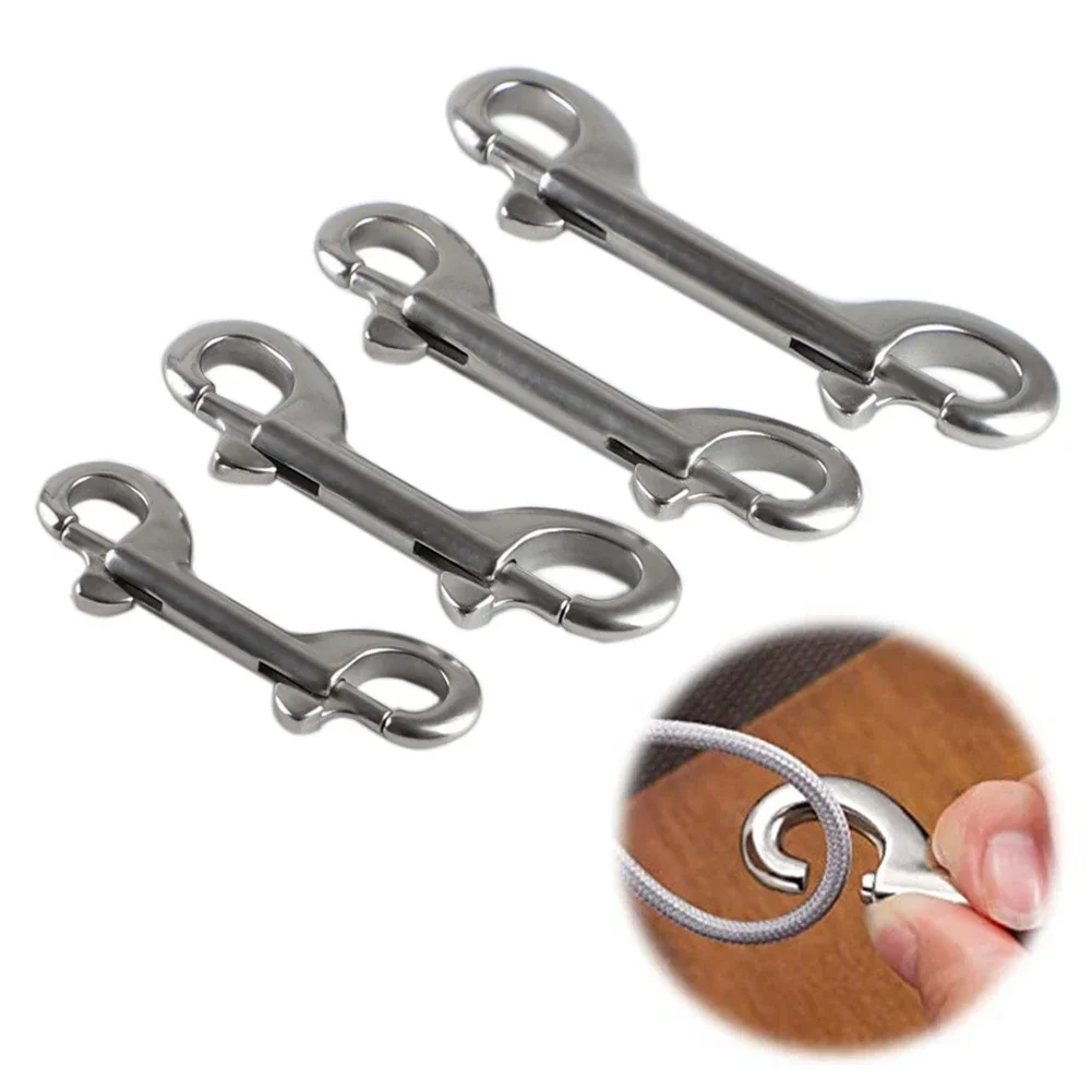 Double Ended Scuba Diving Hook 304/316 Stainless Steel Eye Bolt Snap Hook Quick Draw Link Carabiner 76-115mm Snap Hook Clip