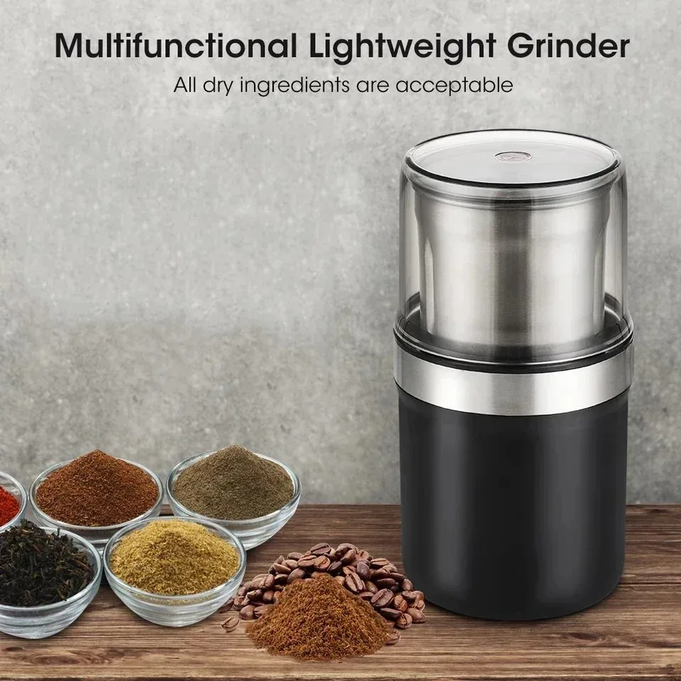 2025 Electric Coffee Grinder Spice Herb Grinder with 1 stainless steel blade removable, 200W motor efficient grinding, for vanil