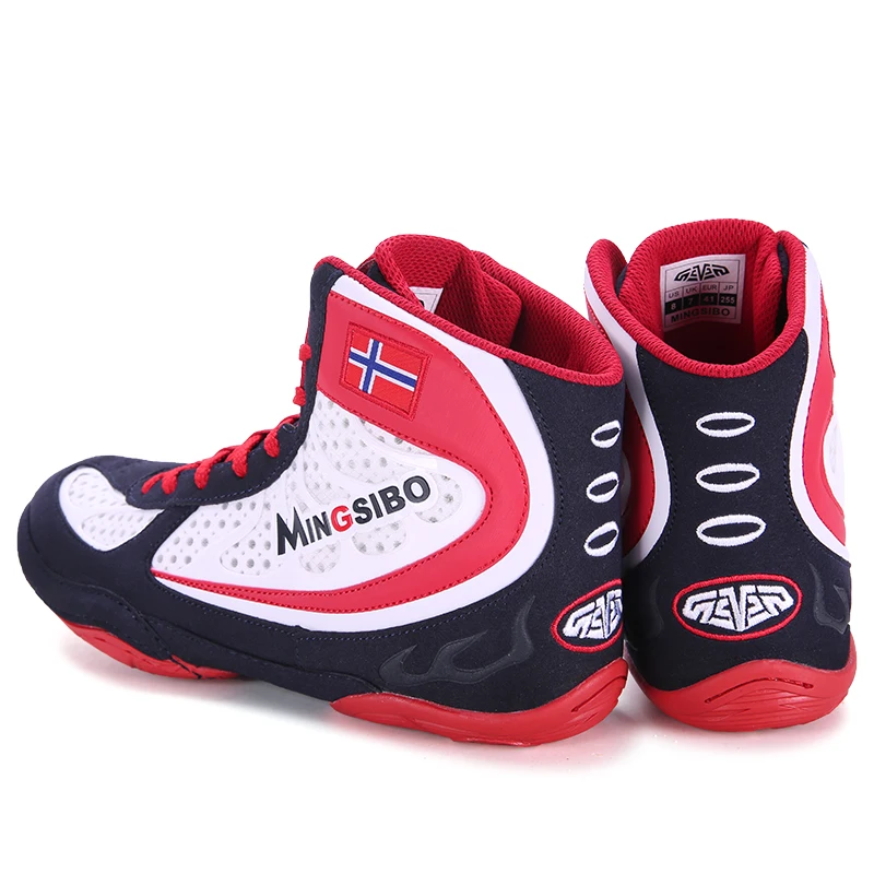 Professional Wrestling Boxing Shoes Unisex White Red Comfortable Training Wrestling Fighting Shoes 36-46