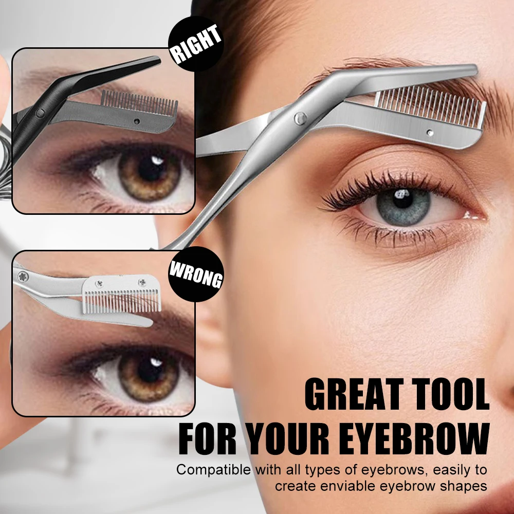 1 Stück Augenbrauenschere mit Kamm, Edelstahl-Augenbrauenschneider für Damen und Herren, Präzisions-Augenbrauenschere mit zwei Designs