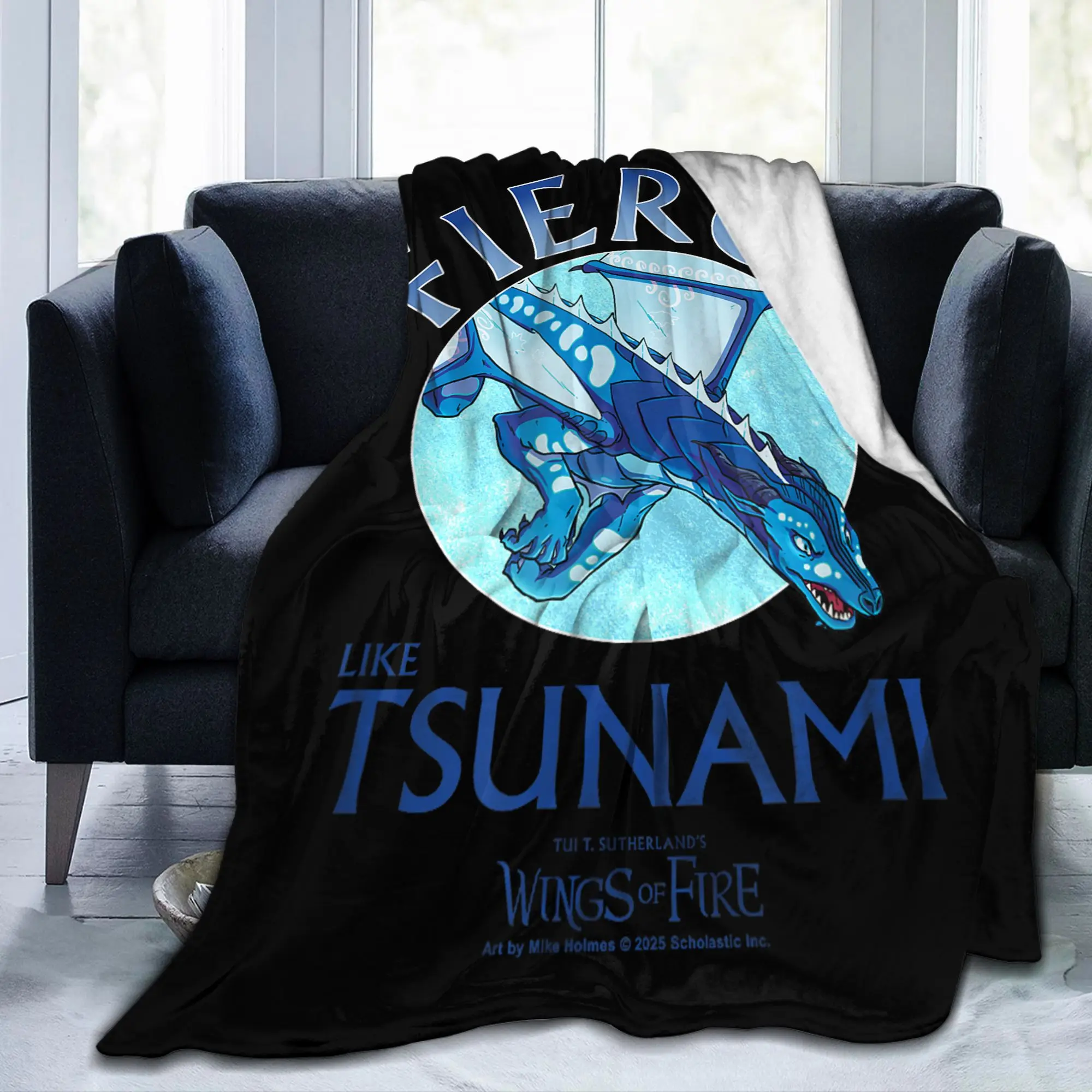 Wings of Fire Fierce Like Tsunami Flannel Blankets Dragons Awesome Throw Blankets for Bedspread 150*125cm Lightweight