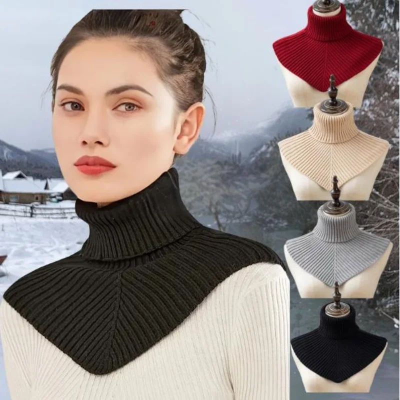 Lenço de lapela de gola falsa alta de malha lã destacável colar falso proteção de pescoço cervical inverno cachecol quente cachecóis decorativos