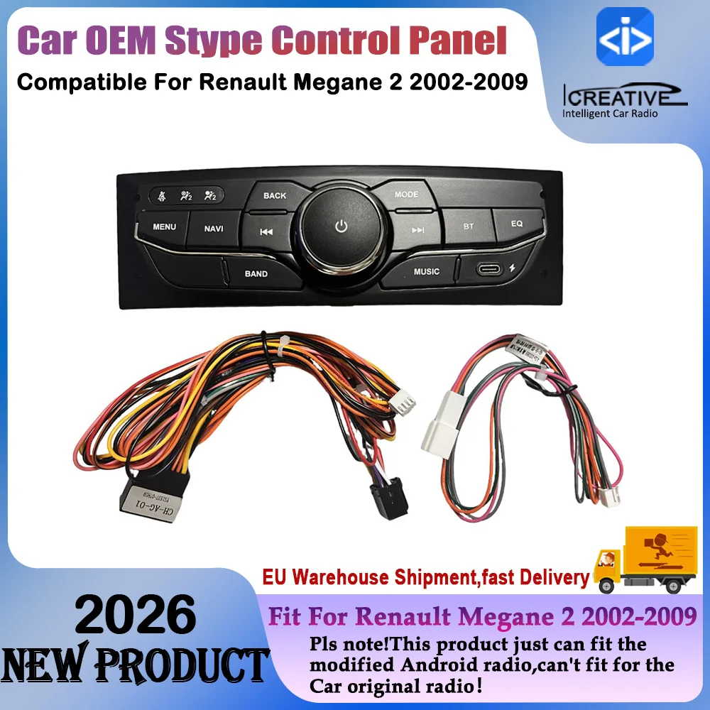 OEM-Style-Bedienfeld für Renault Megane 2 2002-2009 zur Steuerung des Android-Radios, Bildschirm, Auto-Videoplayer, zentraler Schalterrahmen