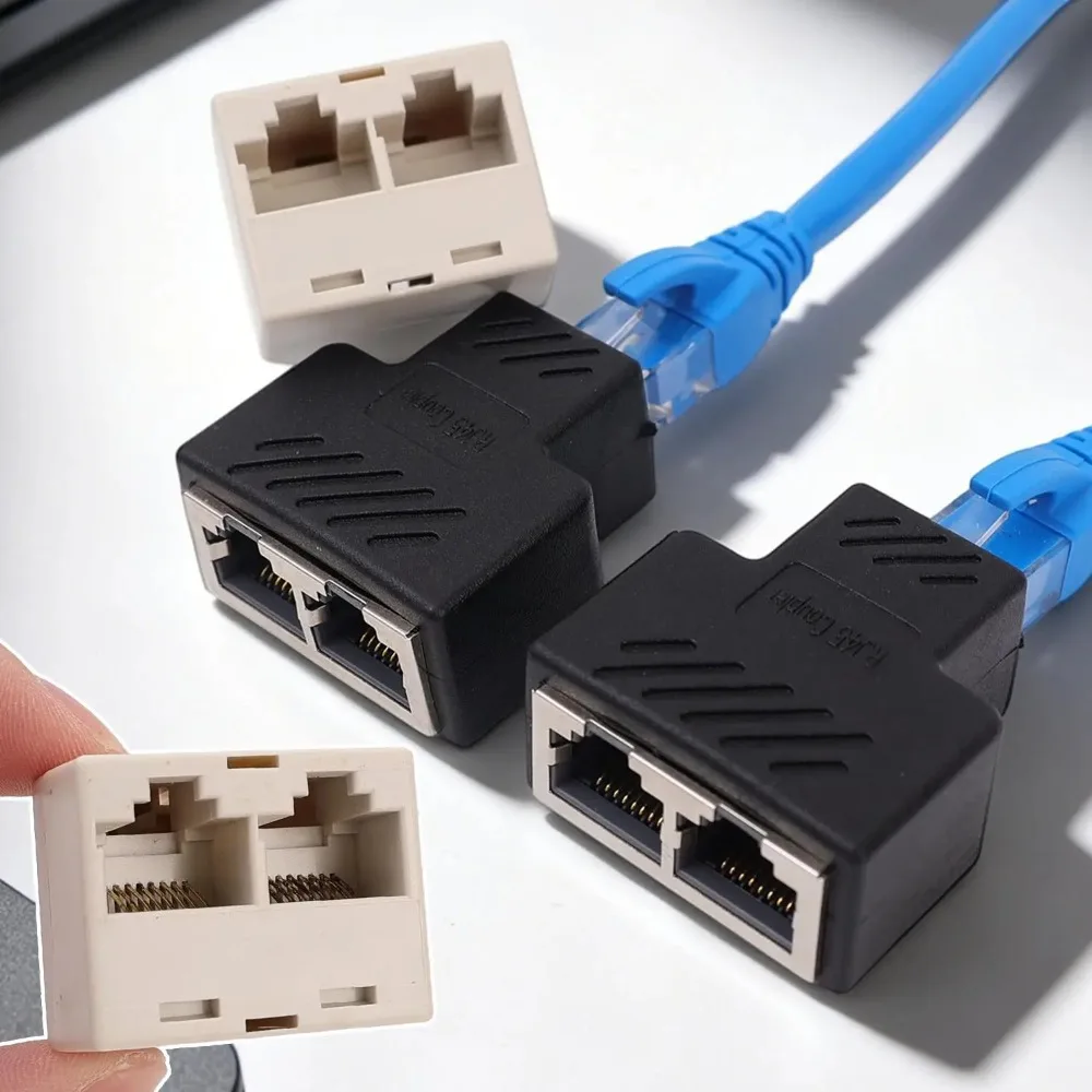1/2/3/5/10pcs Network Rj45 Cable Port Network Cable Splitter Extender Plug Adapter Connector (8 Core) Split Into Two Splitter