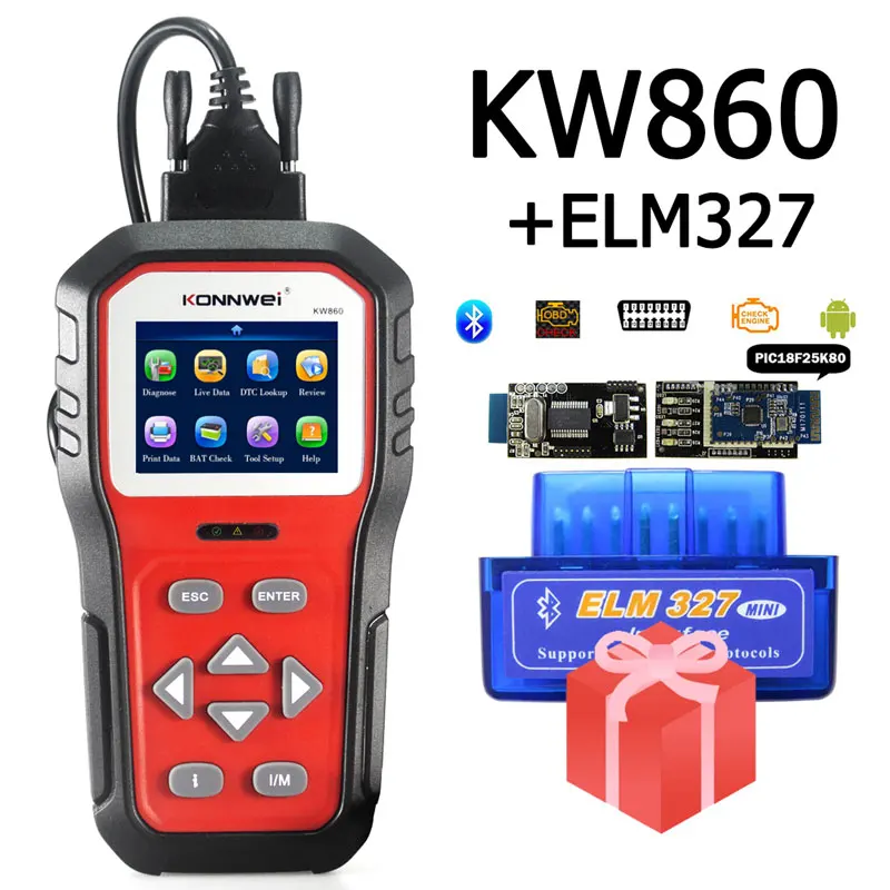 

KONNWEI Obd2 диагностический инструмент KW860 профессиональный и тестер батареи для автомобилей I/M читает масляную лампу устройство считывания кодов ошибок автомобильный инструмент