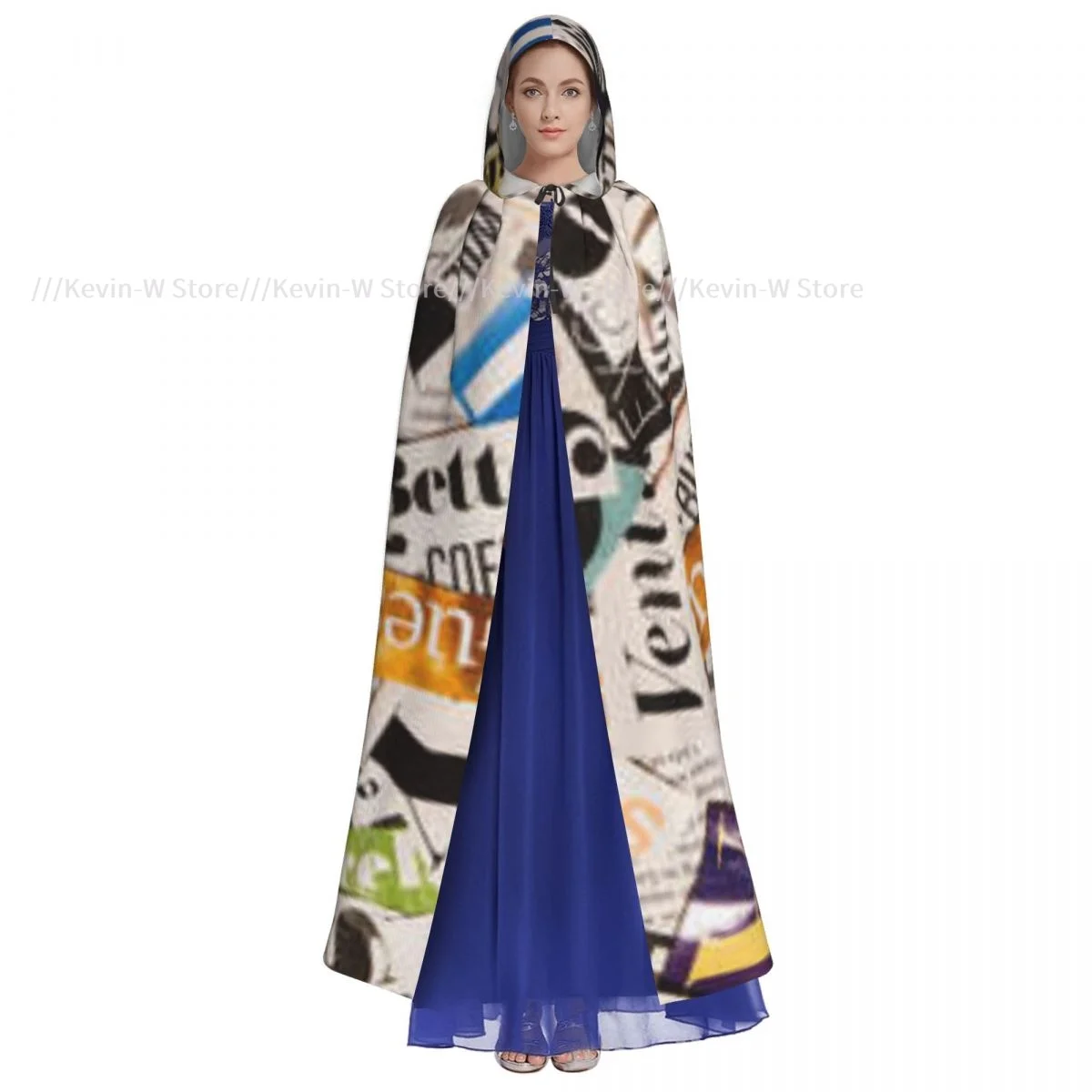 Unisex Adult Abstract Letters Cloak with Hood Long Witch Costume Cosplay