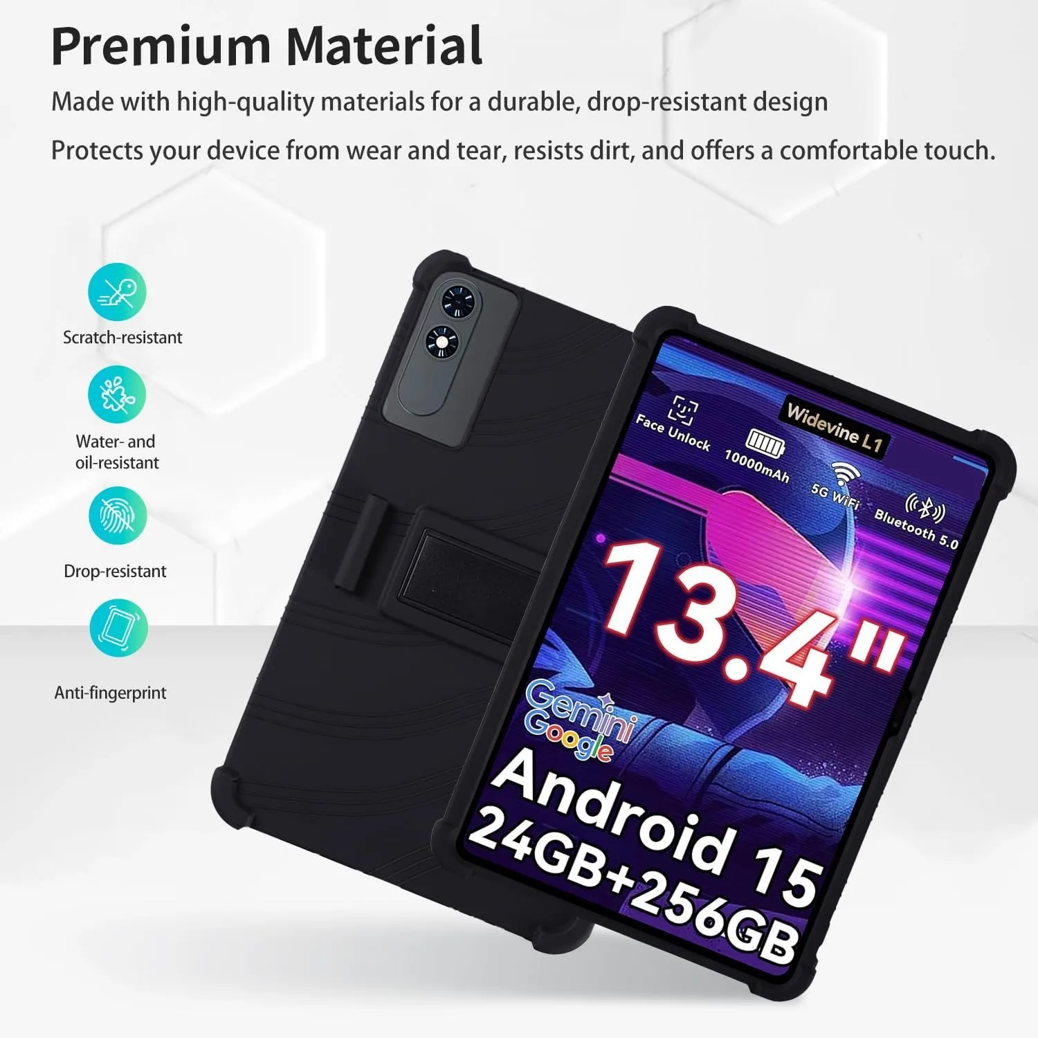 Soft Shockproof Protective Funda for BMAX MaxPad I14 13.4" Tablet Case Pencil Holder Silicone Cover with Foldable Kickstand - view 2
