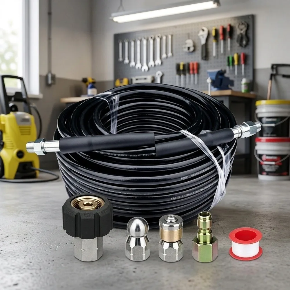5PCS Stainless Steel Rotating Nozzle Set High Pressure Water Jet For Sewer Drain Cleaning Hose Pressure Washer Accessories