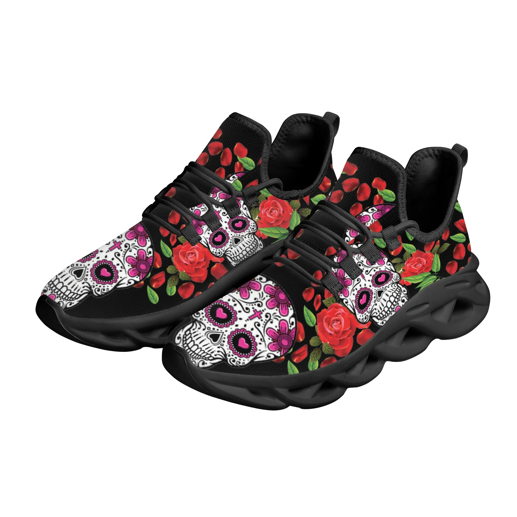 Nieuwe Horror Skull Rose Merk Ontwerp Comfortabele Hardloopschoenen Gothic Trend Non-Slip Casual Veterschoenen Chaussure Femme