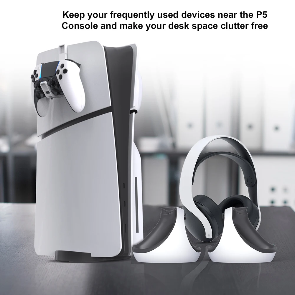 Gaming Headset Controller Hook Holder Space Saving Headset Controller Haning Hook Display Stand for PS5/PS5 Slim