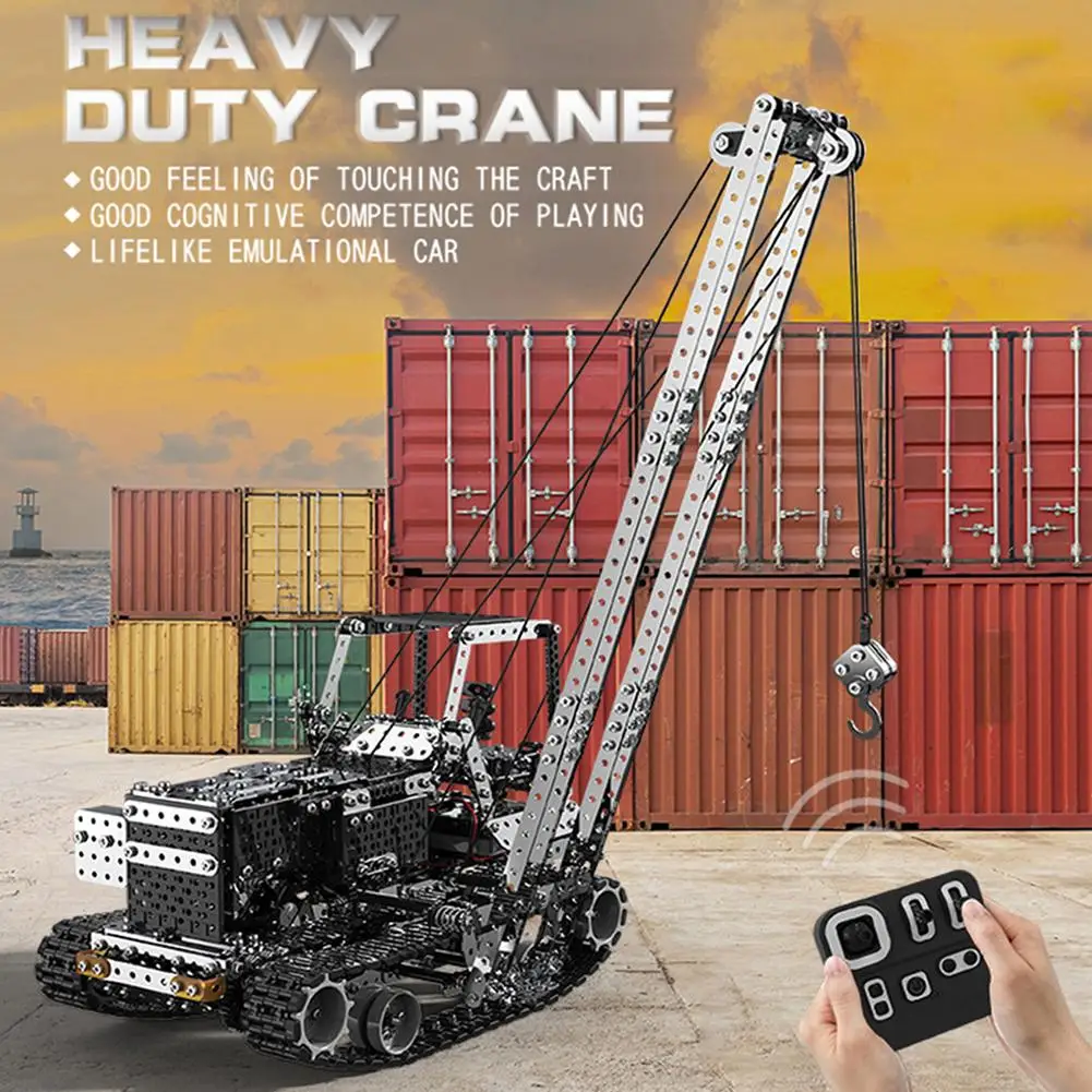 2.4G 10CH RC Crane Children DIY Stainless Steel Assembled Vehicle Metal RC Car Model Assembly Toys for Kids Toys for Childrens