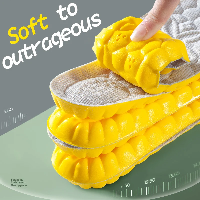 Plantillas deportivas 4D para zapatos, suela de PU, cojín suave y transpirable con absorción de impacto, plantillas ortopédicas para el cuidado de los pies para correr